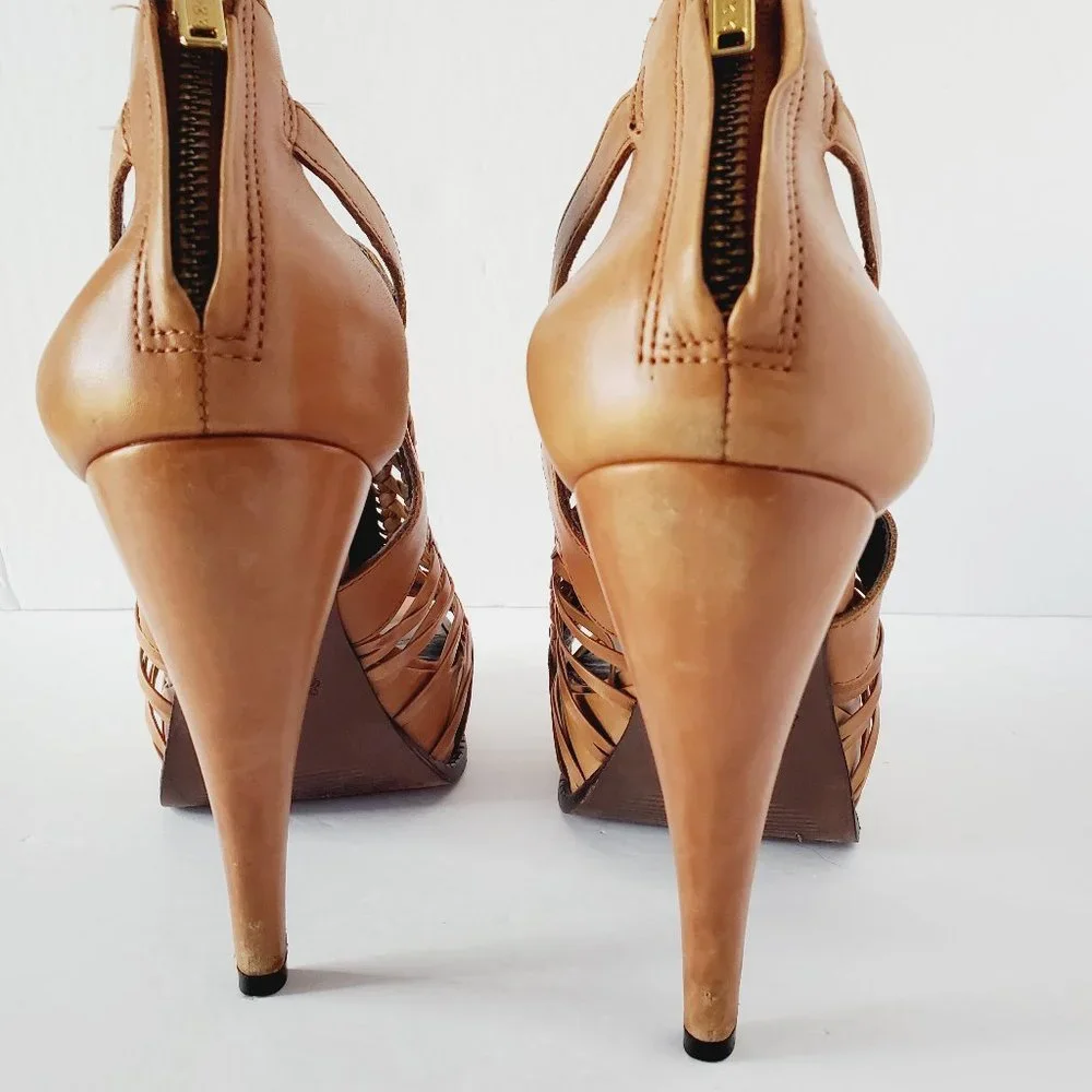 Elizabeth and James Tan Cutout Heels - Picture 5 of 11
